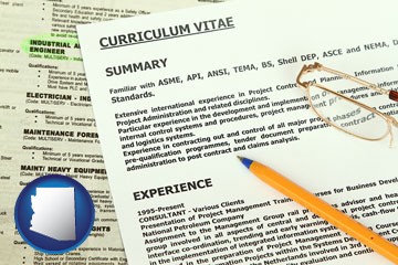 a curriculum vitae and job resume - with Arizona icon