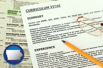 a curriculum vitae and job resume - with Iowa icon