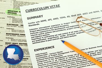 a curriculum vitae and job resume - with Louisiana icon