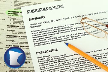 a curriculum vitae and job resume - with Minnesota icon