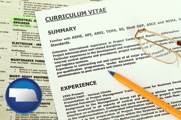 a curriculum vitae and job resume - with Nebraska icon