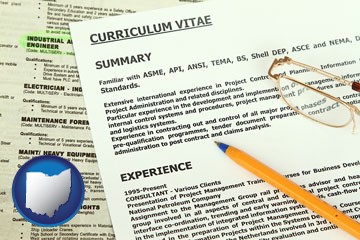 a curriculum vitae and job resume - with Ohio icon