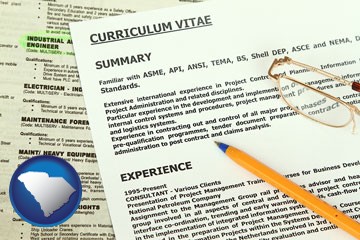 a curriculum vitae and job resume - with South Carolina icon