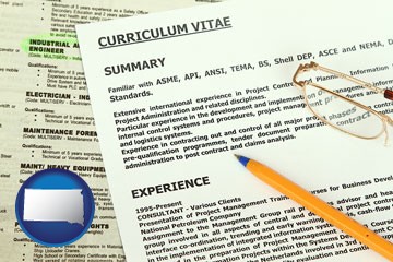 a curriculum vitae and job resume - with South Dakota icon
